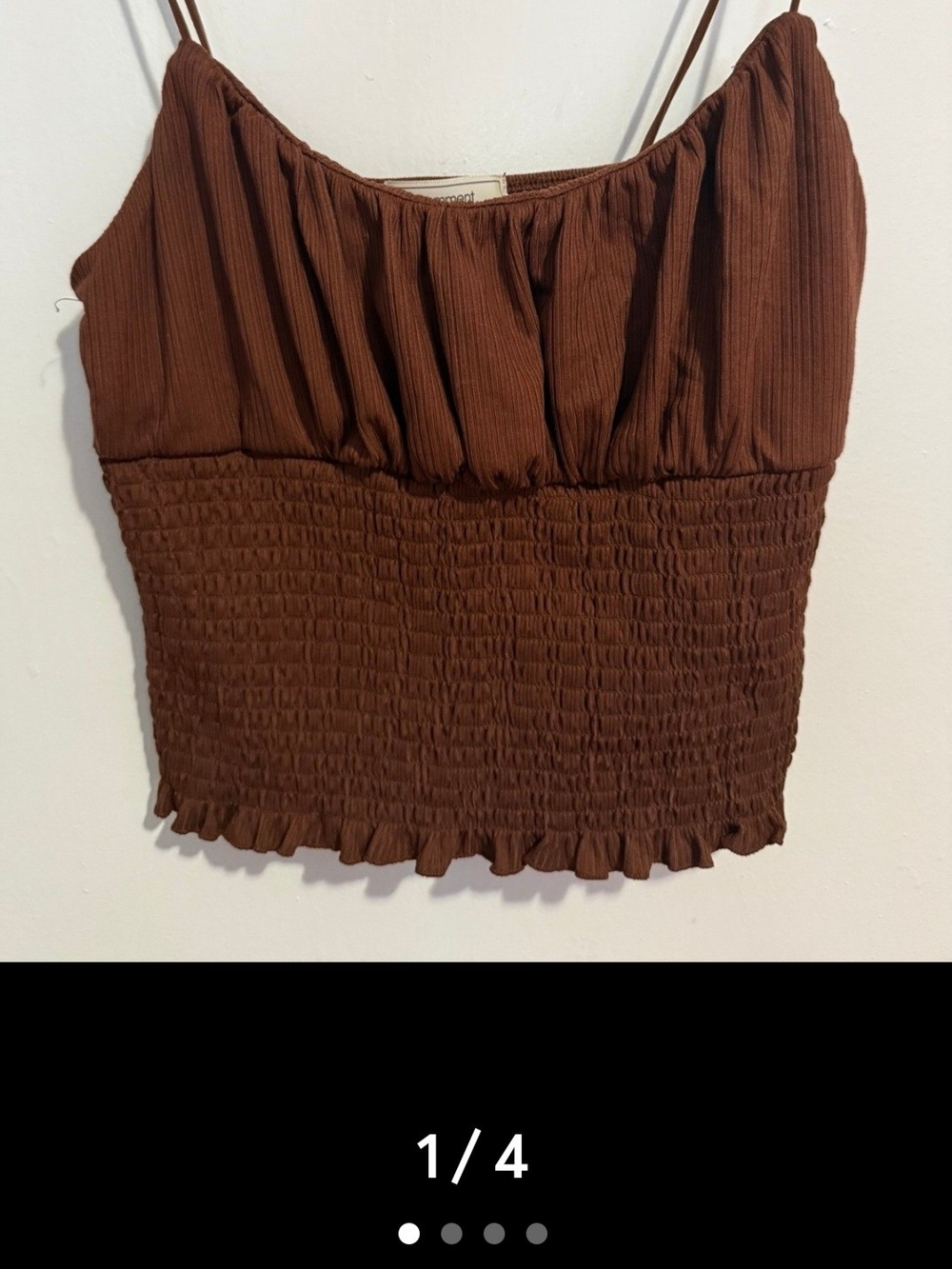 "No Comment" Brand Brown Smocked Cami Crop Top